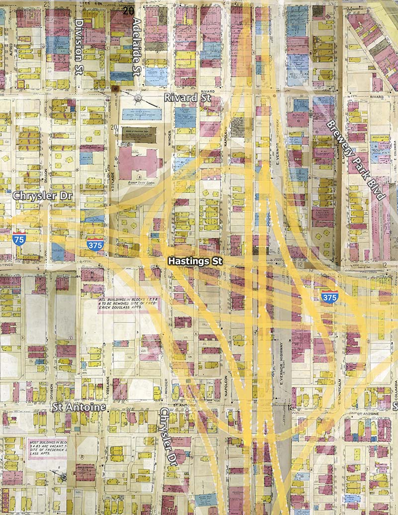 Hastings St and I-375 overlay
