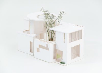 Exterior view of architecture model on white background