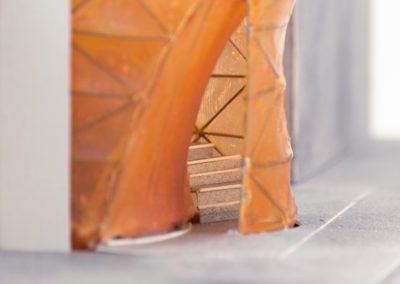 Detailed look at stairway in architecture model