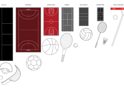 diagram of different sport courts