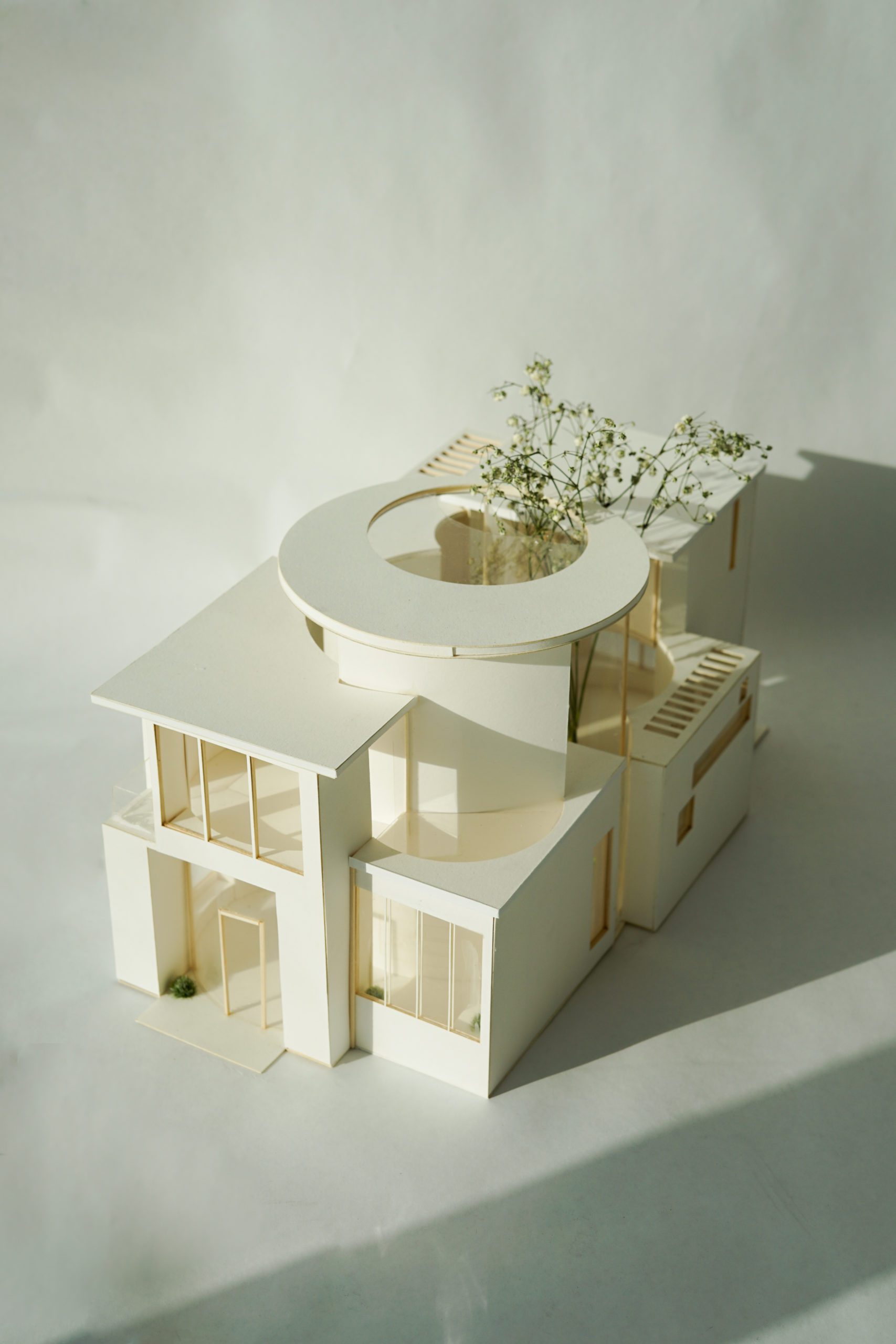 Exterior photo of architecture model with shadows