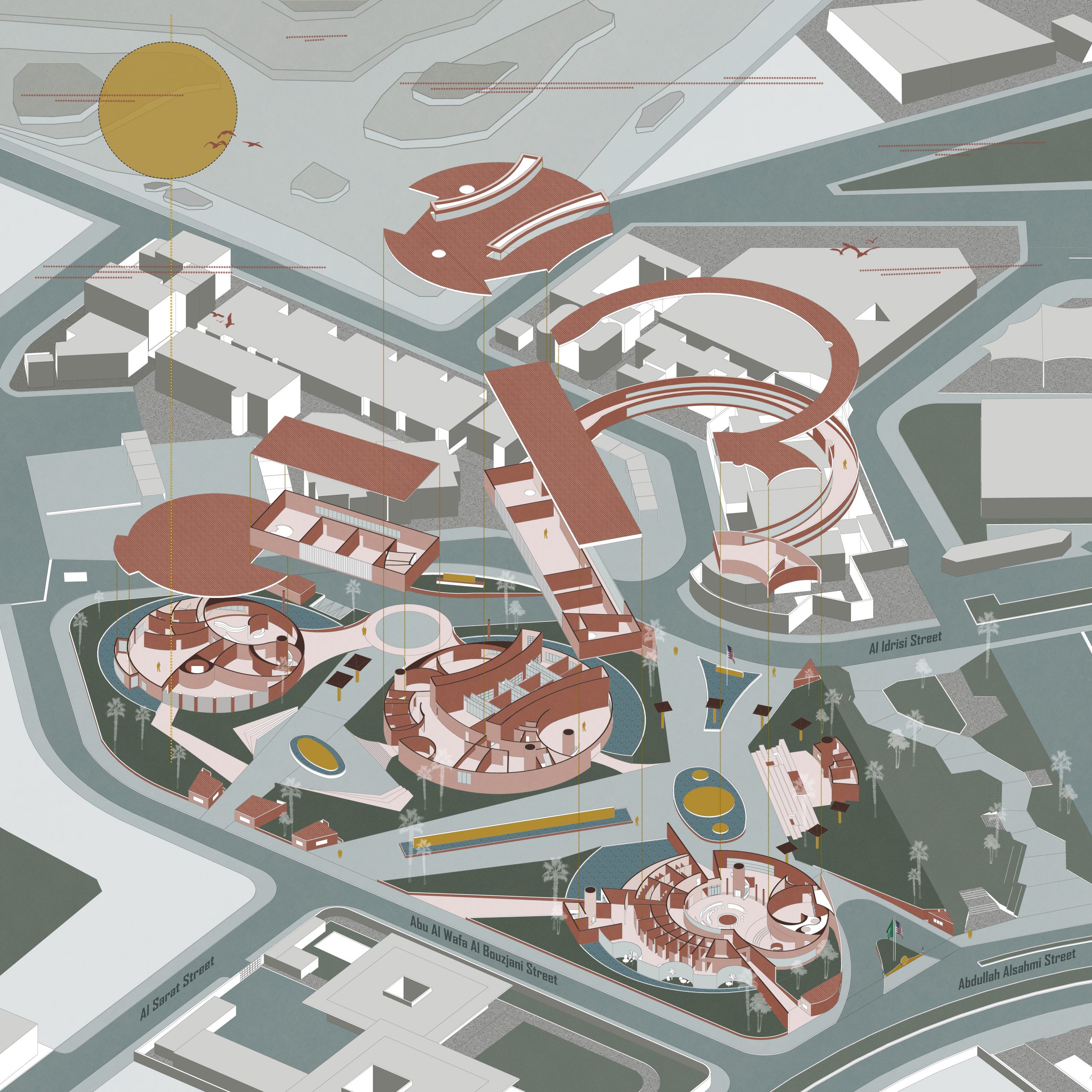 Isometric layer breakdown of sections