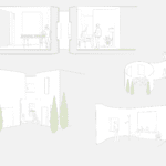 Rendered interior perspectives of architecture model