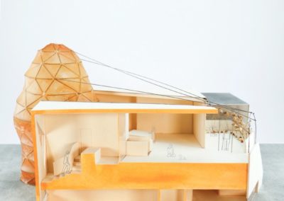 Section view of architecture building model with rendered people