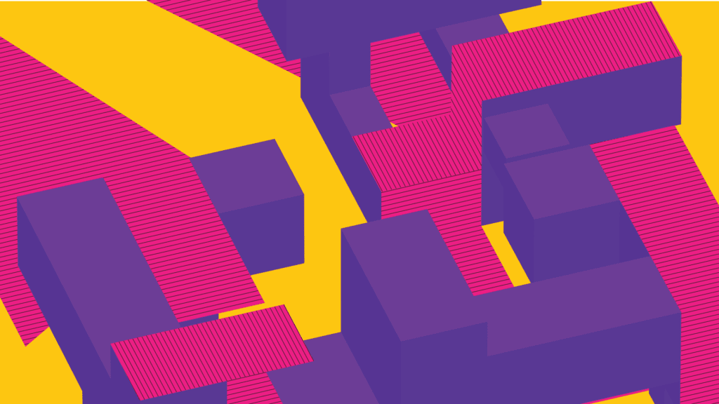 Pink, yellow and purple rectangle shapes