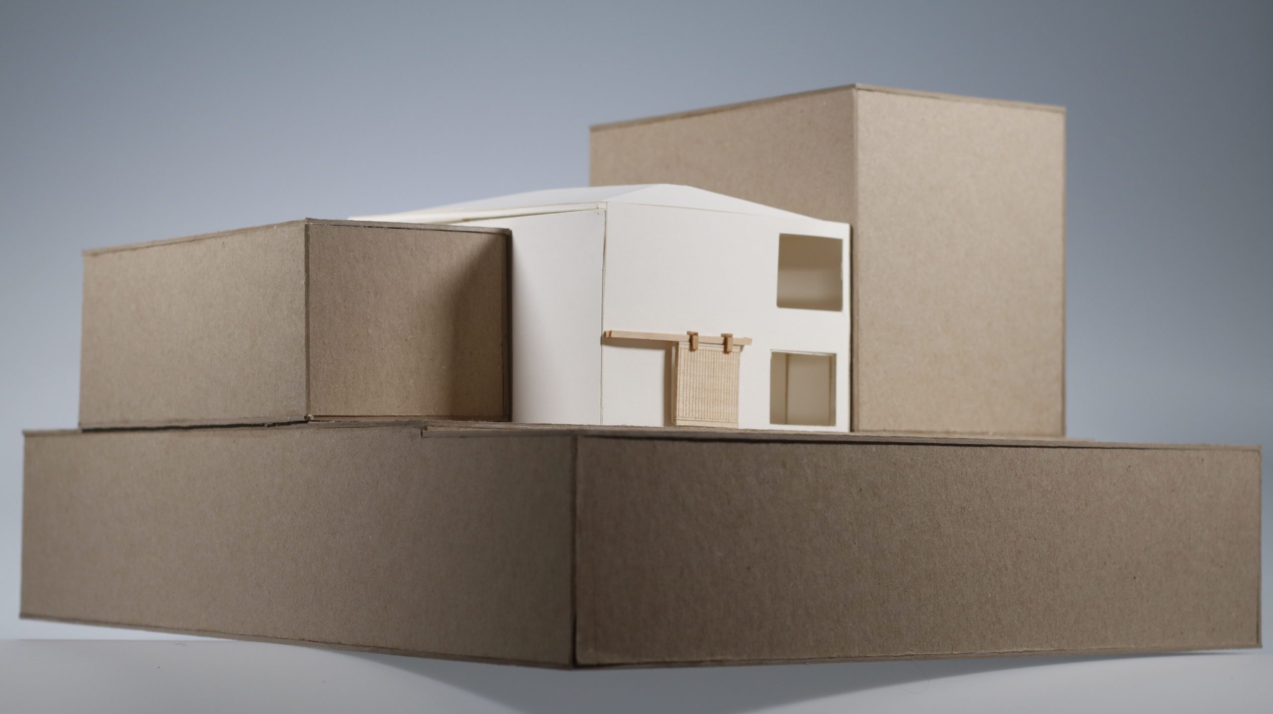 Exterior of architecture model with sliding barn door