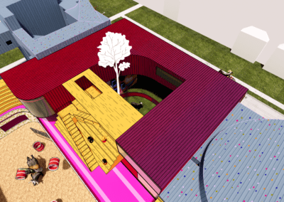 Isometric view of architecture building