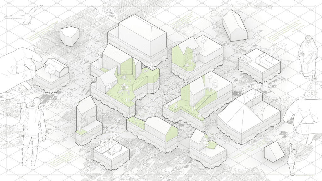 Complete render of abstract architecture buildings