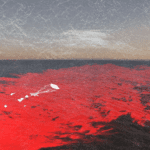 Render of red sea with abstract architecture