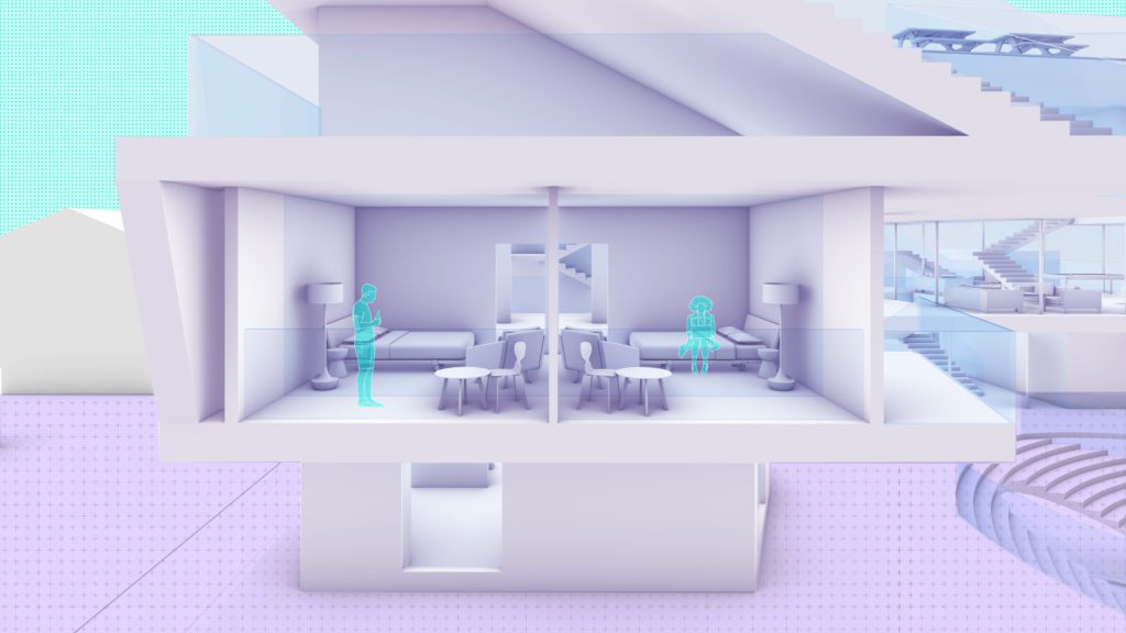 rendered interior view of room in architecture building