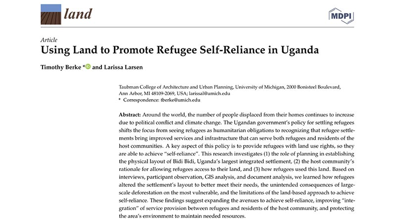 Using Land to Promote Refugee Self-Reliance in Uganda