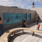 Perspective of people in architecture space