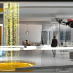 Interior render of architecture render with drone