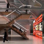 Interior render of staircase in architecture building