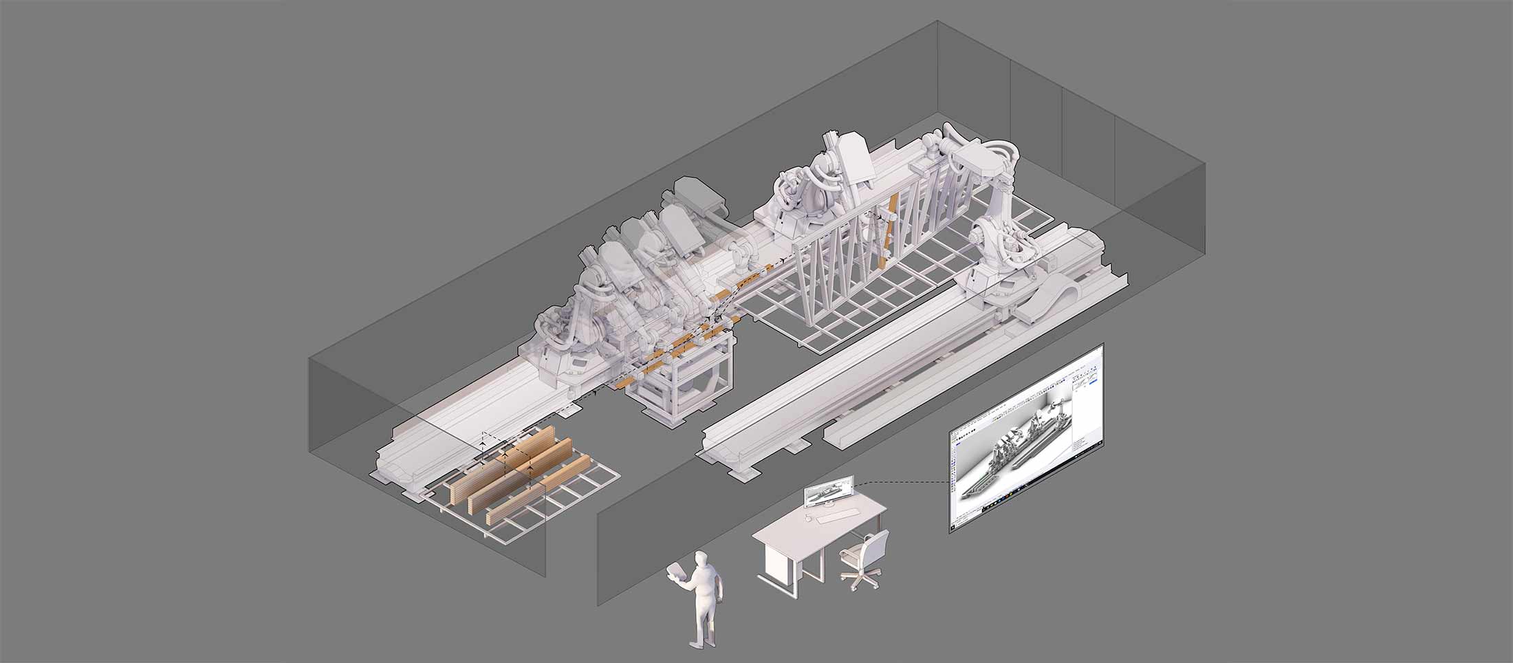 An overview schematic of Next-Generation Factory-Built Housing (NextHouse) assembly robot