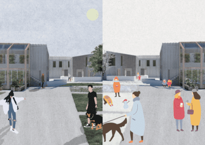 Double view renders of architecture project