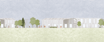 Site elevation render of architecture project