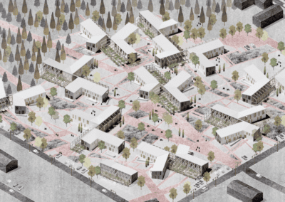 Site isometric view of architecture project