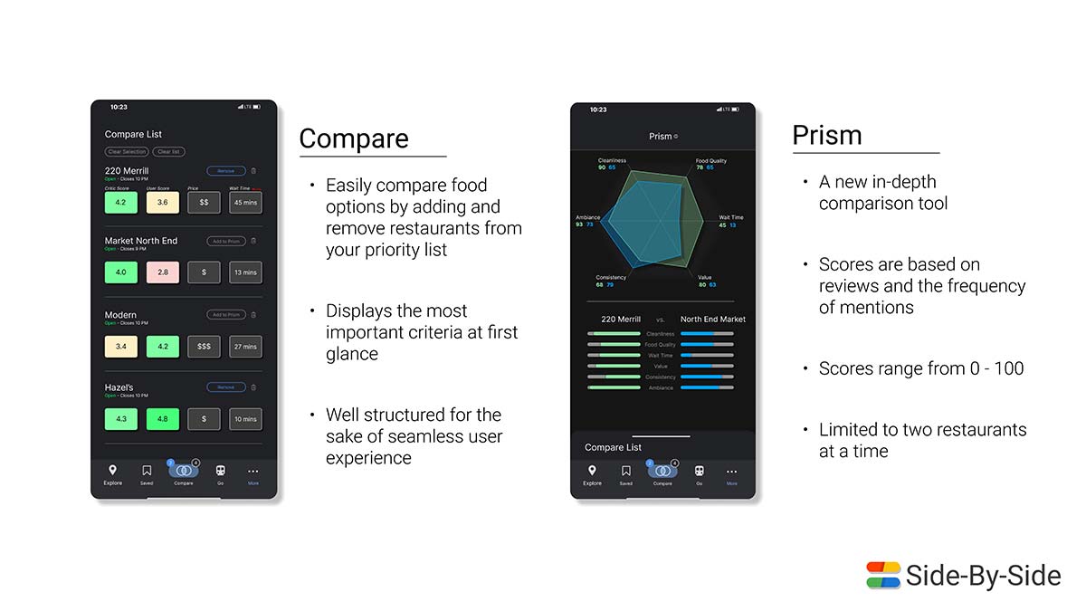 Side-by-side comparison of two different mobile app interfaces