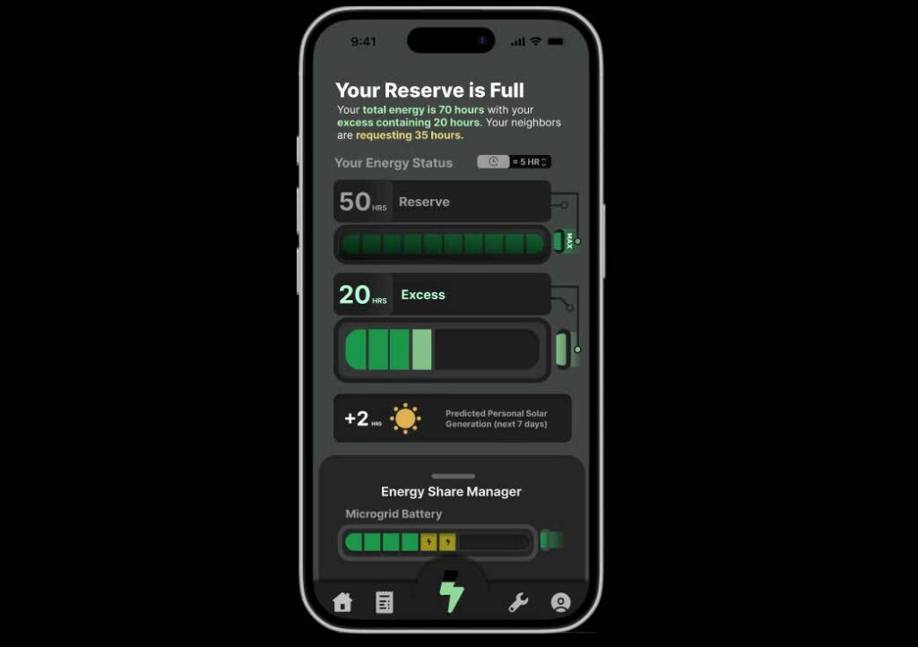 A phone showing the interface of an app created by a student