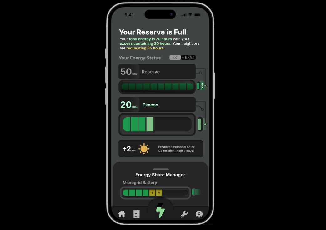 A phone showing the interface of an app created by a student