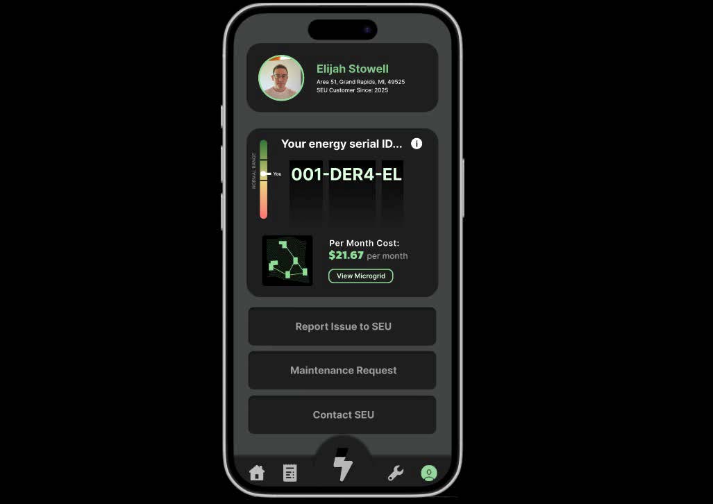 A phone showing the interface of an app created by a student