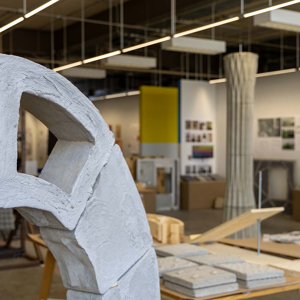 Various castings in a large studio space.