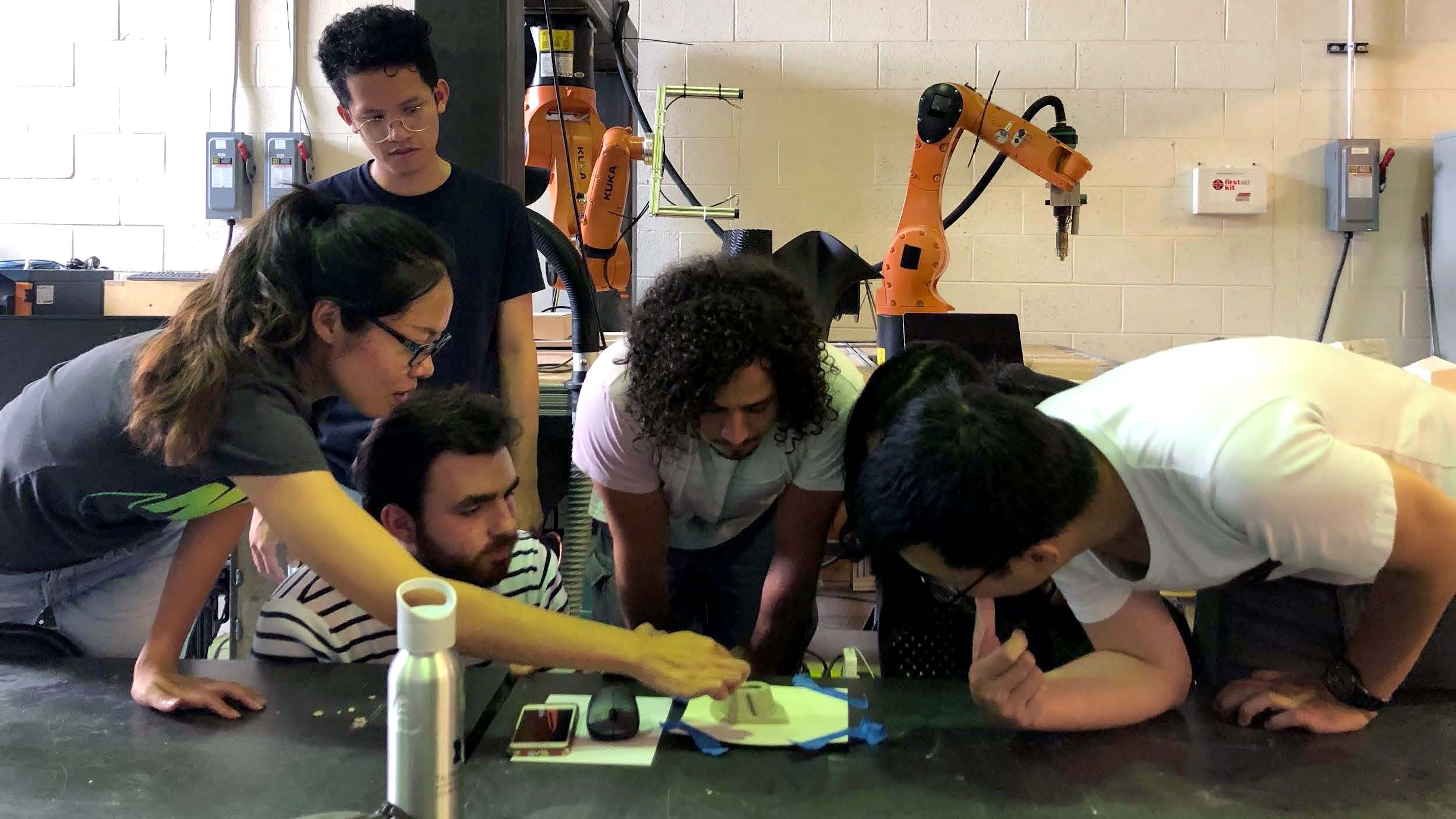Students working on a project.