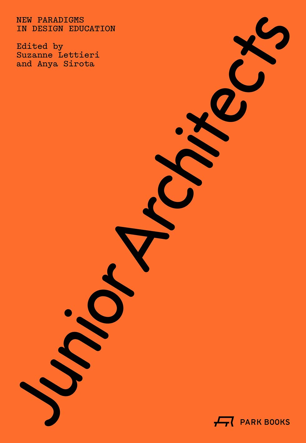 The cover of Junior Architects with an orange background and the title angled across the front.